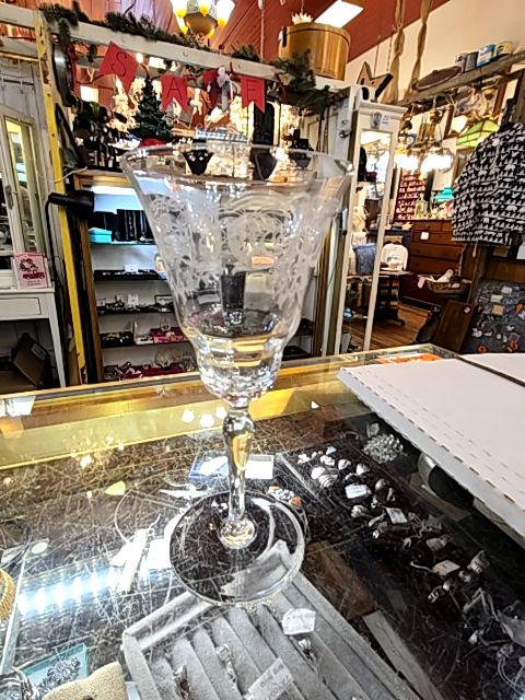 Etched Wine Glass