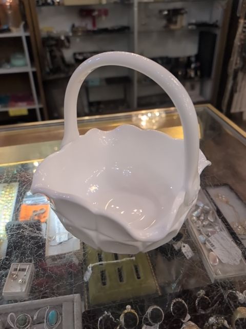 Anchor Hocking milk glass basket
