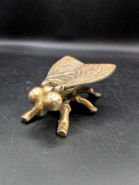Vintage brass fly trinket box