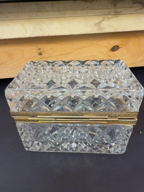 French Cut Crystal Dresser Table Jewelry Box