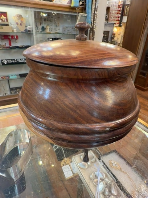 Handmade wooden lidded vessel