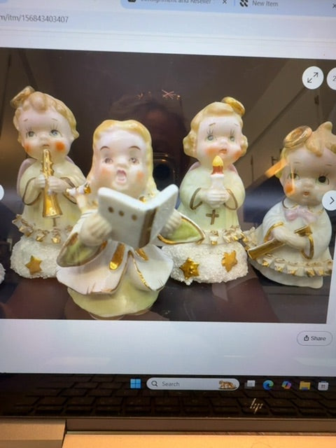 AJAX Set Of 5 Vintage 1950s Japan Ceramic Music Angels