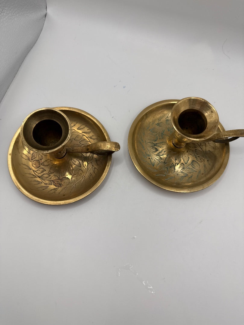 Brass chamber stick candle holders
