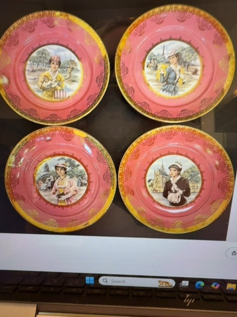 4 Pink/Gold BAVARIA west Germany Plates