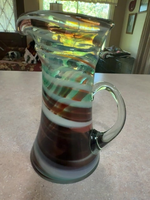 Hand blown pitcher