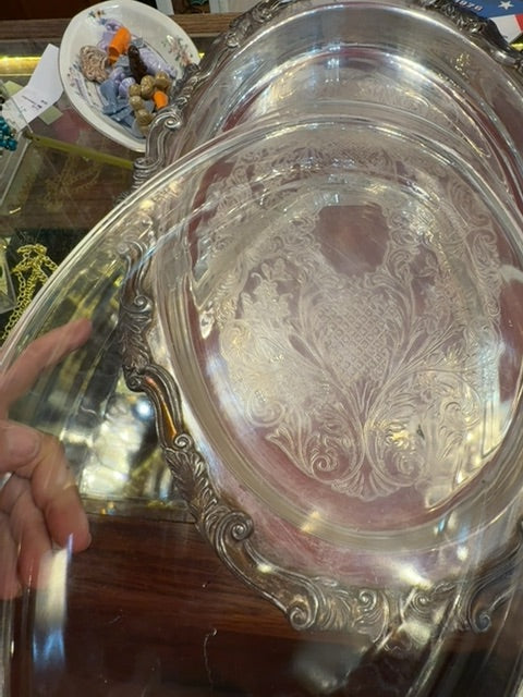 Vintage Pyrex silver plated serving dish pyrex