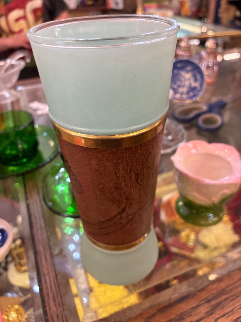 Wood and glass vase