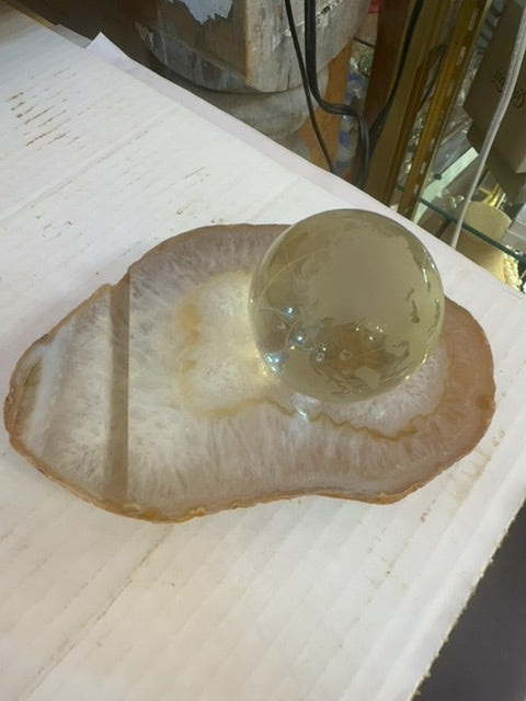 Brazilian Agate w/ world and card holder