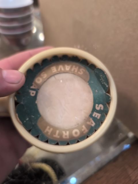 Shaving mug with soap unused