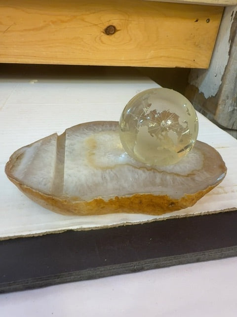 Brazilian Agate w/ world and card holder