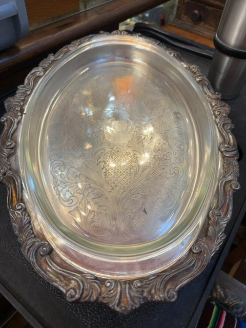 Vintage Pyrex silver plated serving dish pyrex