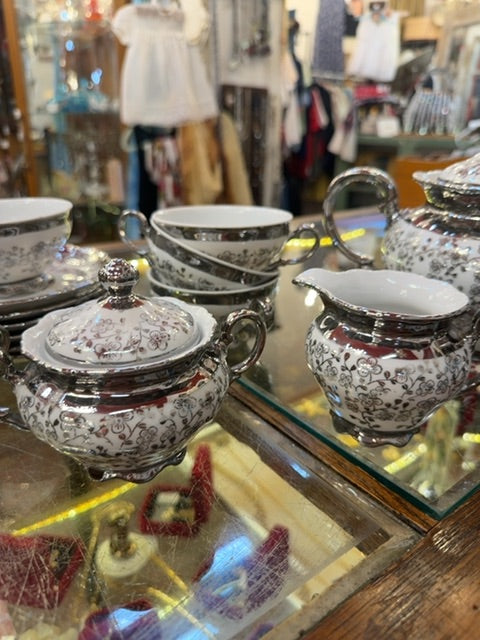 Bavaria silver & white tea set