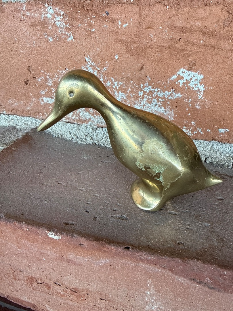 Vtg solid brass duck