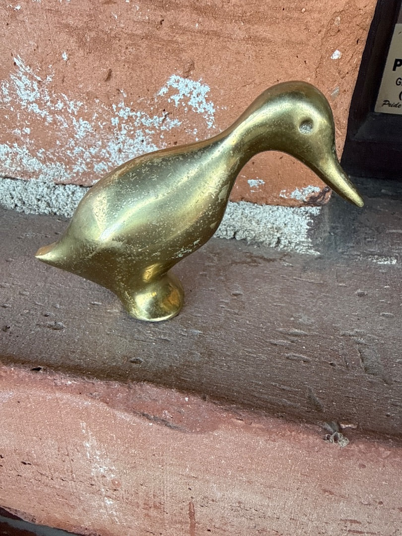 Vtg solid brass duck