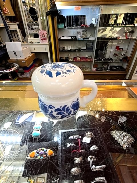 Blue Milk Glass Jar