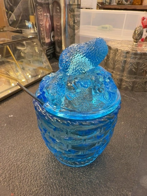 Blue jam jar. 3pc