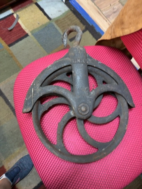 Antique 12” Iron pulley