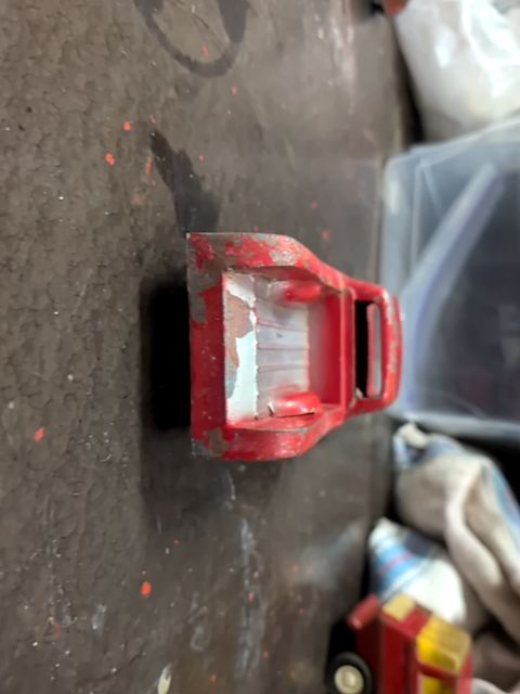 Vintage red pickup truck as is