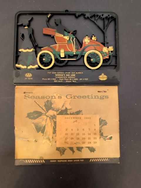 1962 advertising automobileia calendar