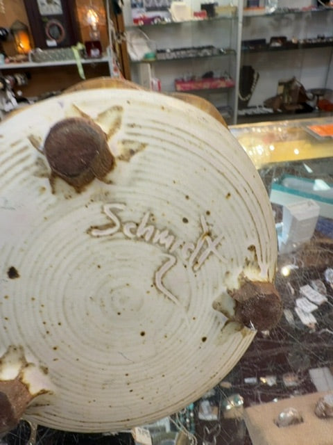 Pottery basket. Signed