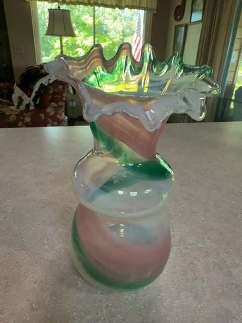 Vtg hand blown swirl art glass case