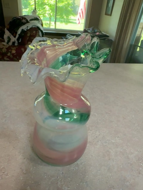 Vtg hand blown swirl art glass case