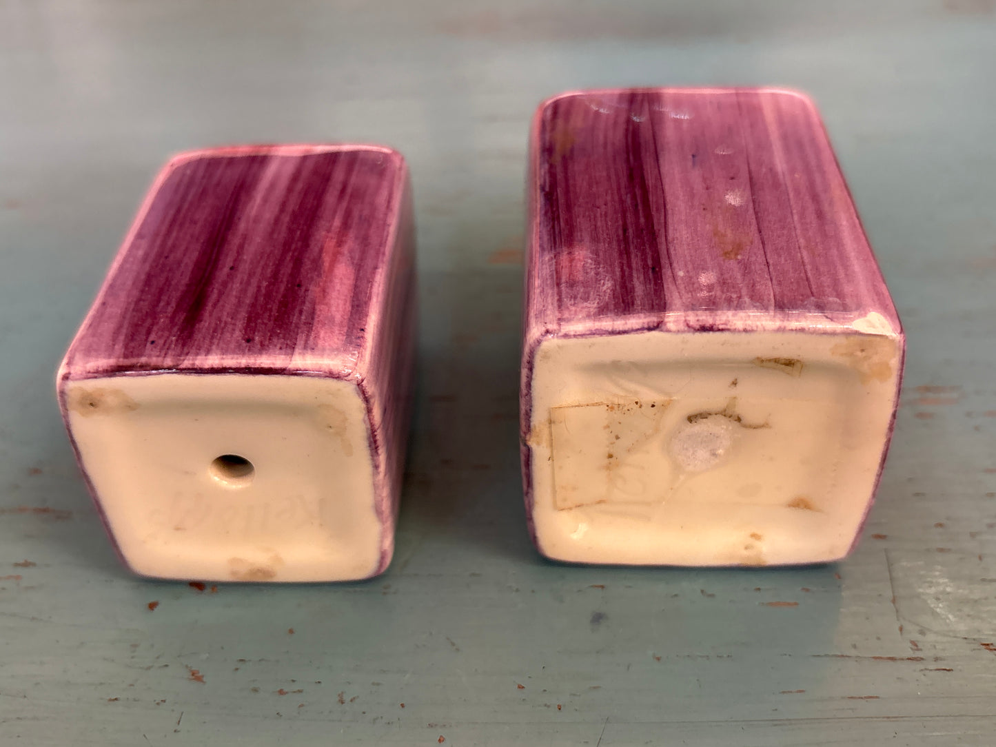 Purple  Salt & pepper Kelloggs Pottery