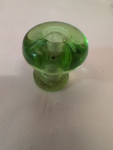 Green depression glass knob