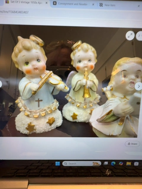 AJAX Set Of 5 Vintage 1950s Japan Ceramic Music Angels
