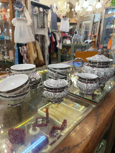 Bavaria silver & white tea set