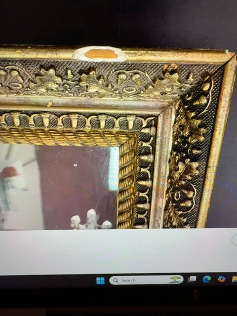 Antique Oak Wood  Oak Leaf Acorn Design 27 X 23 Civil War Era Frame