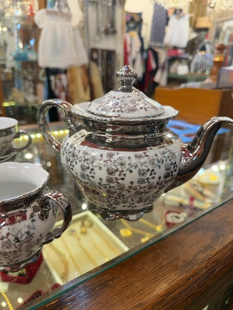 Bavaria silver & white tea set