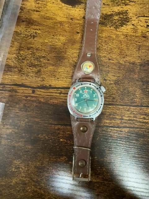 Russian Watch Teal Face Red Star Kauahguyckue 17 Kamhen w Original strap