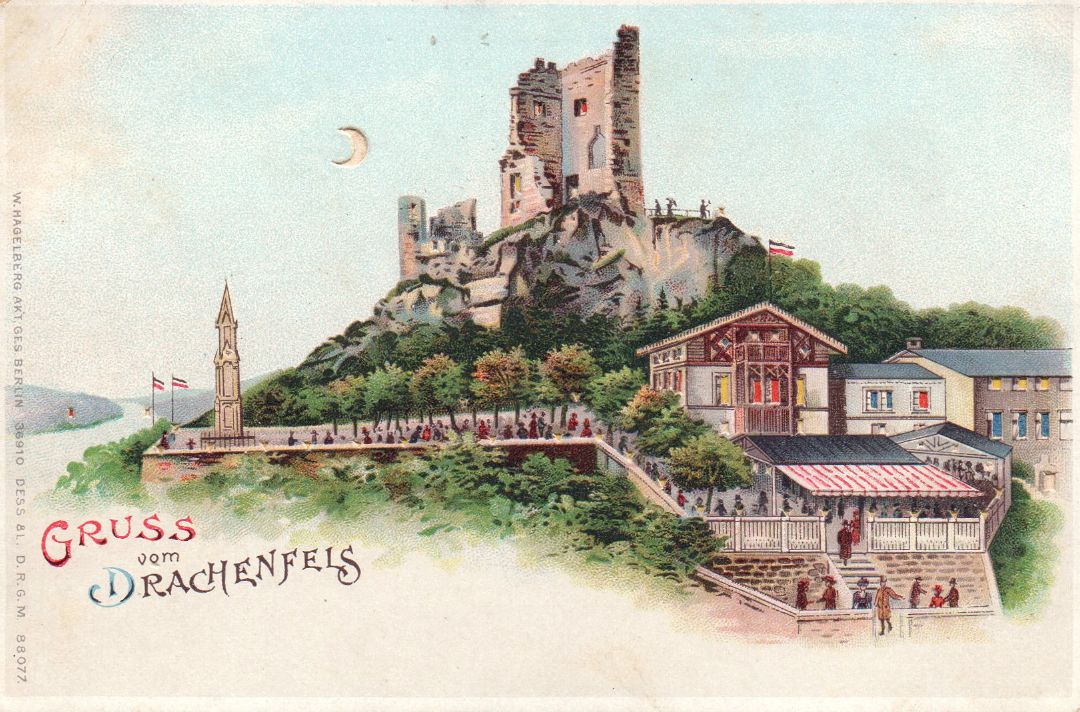 Gruss Vom Drachenfels Germany HTL Hold to the Light postcard