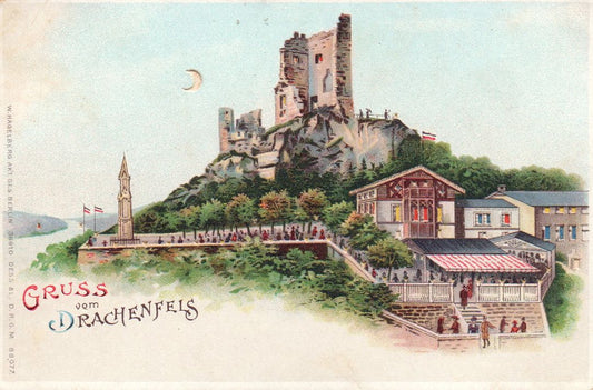 Gruss Vom Drachenfels Germany HTL Hold to the Light postcard