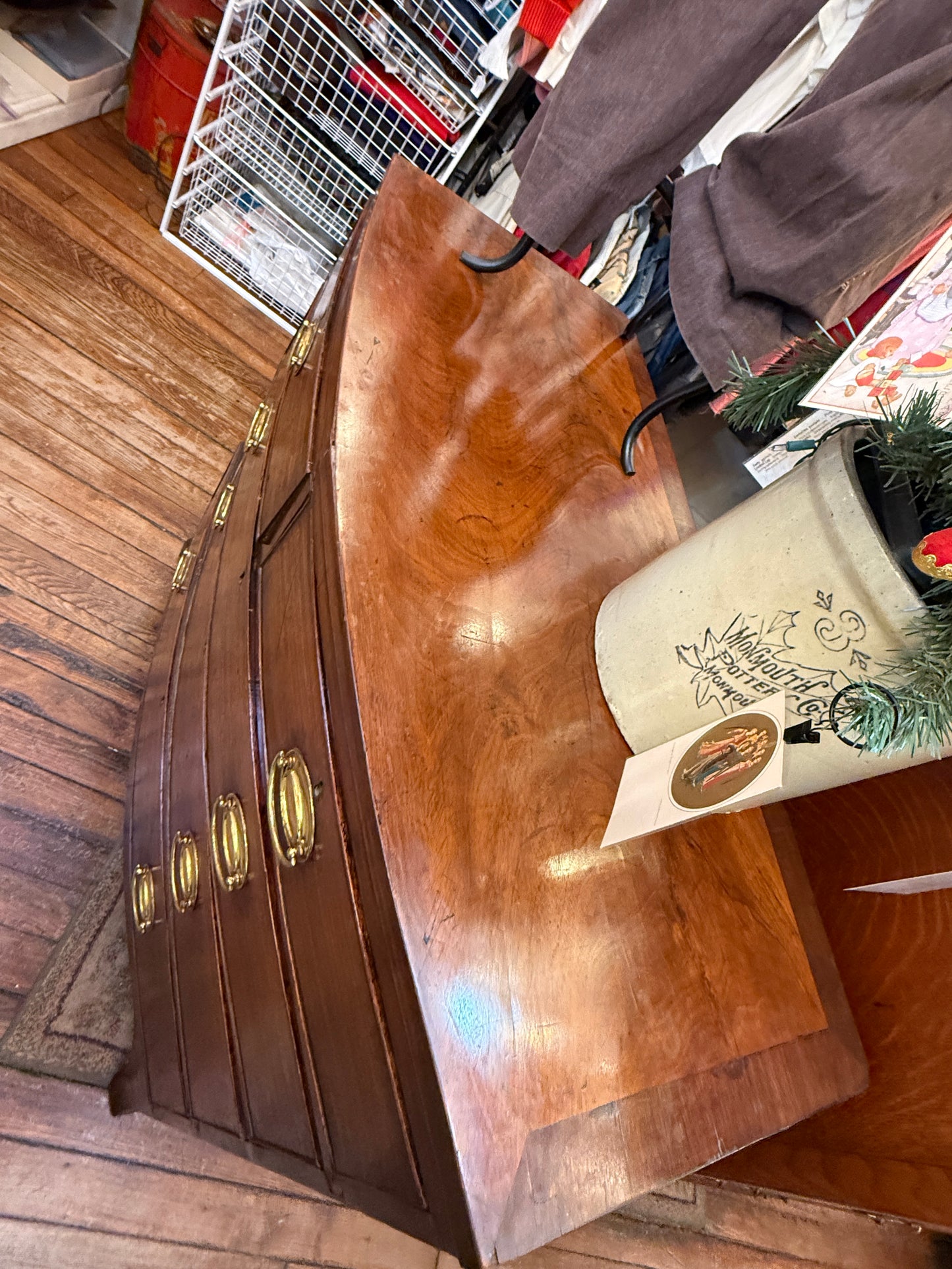 1840-1860 mahogany hepplewhite bow front dresser