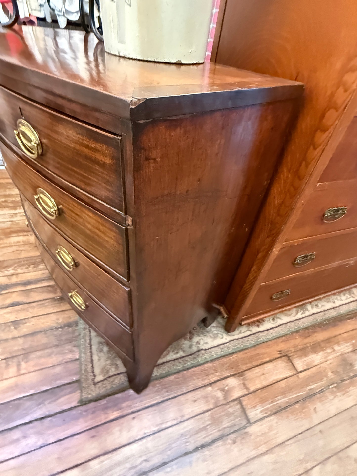 1840-1860 mahogany hepplewhite bow front dresser